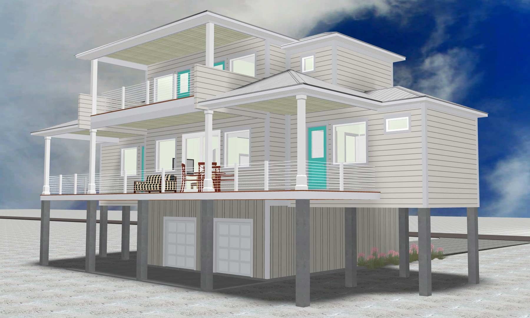 Burchard modern coastal style piling home on Navarre Beach