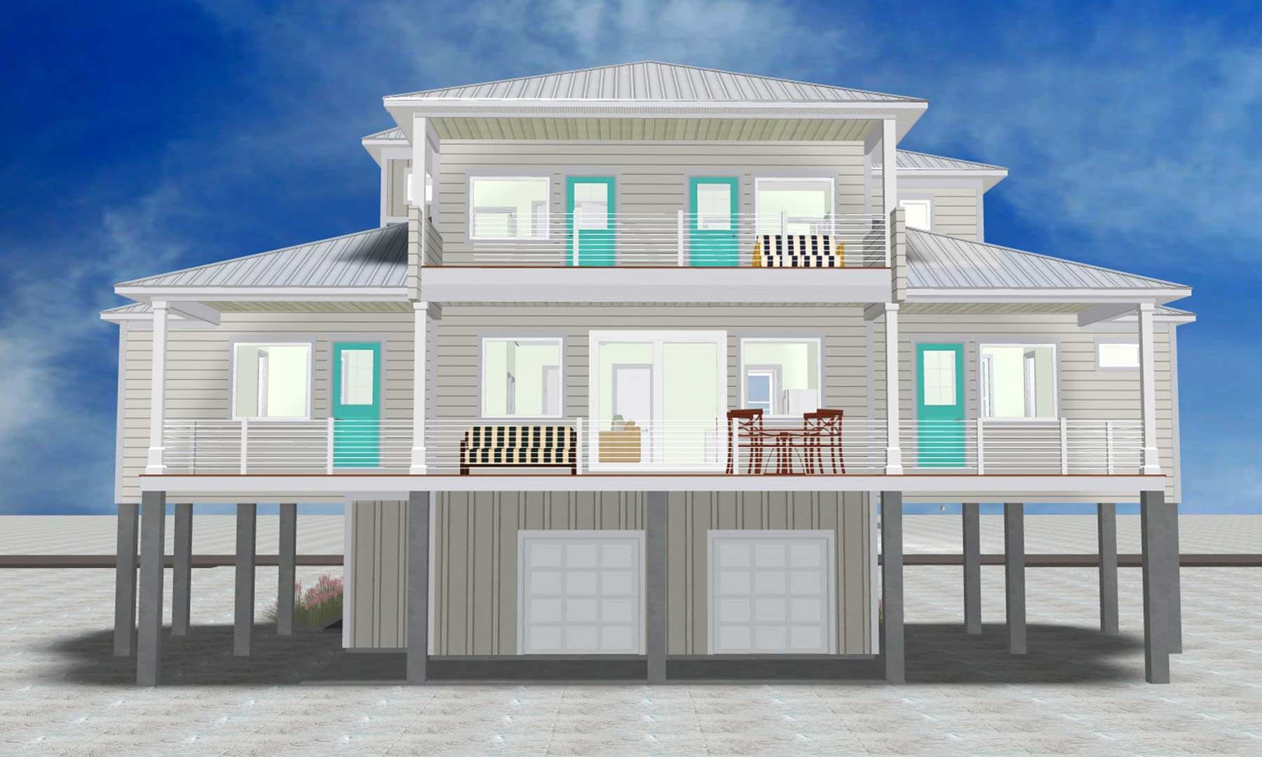 Burchard modern coastal style piling home on Navarre Beach